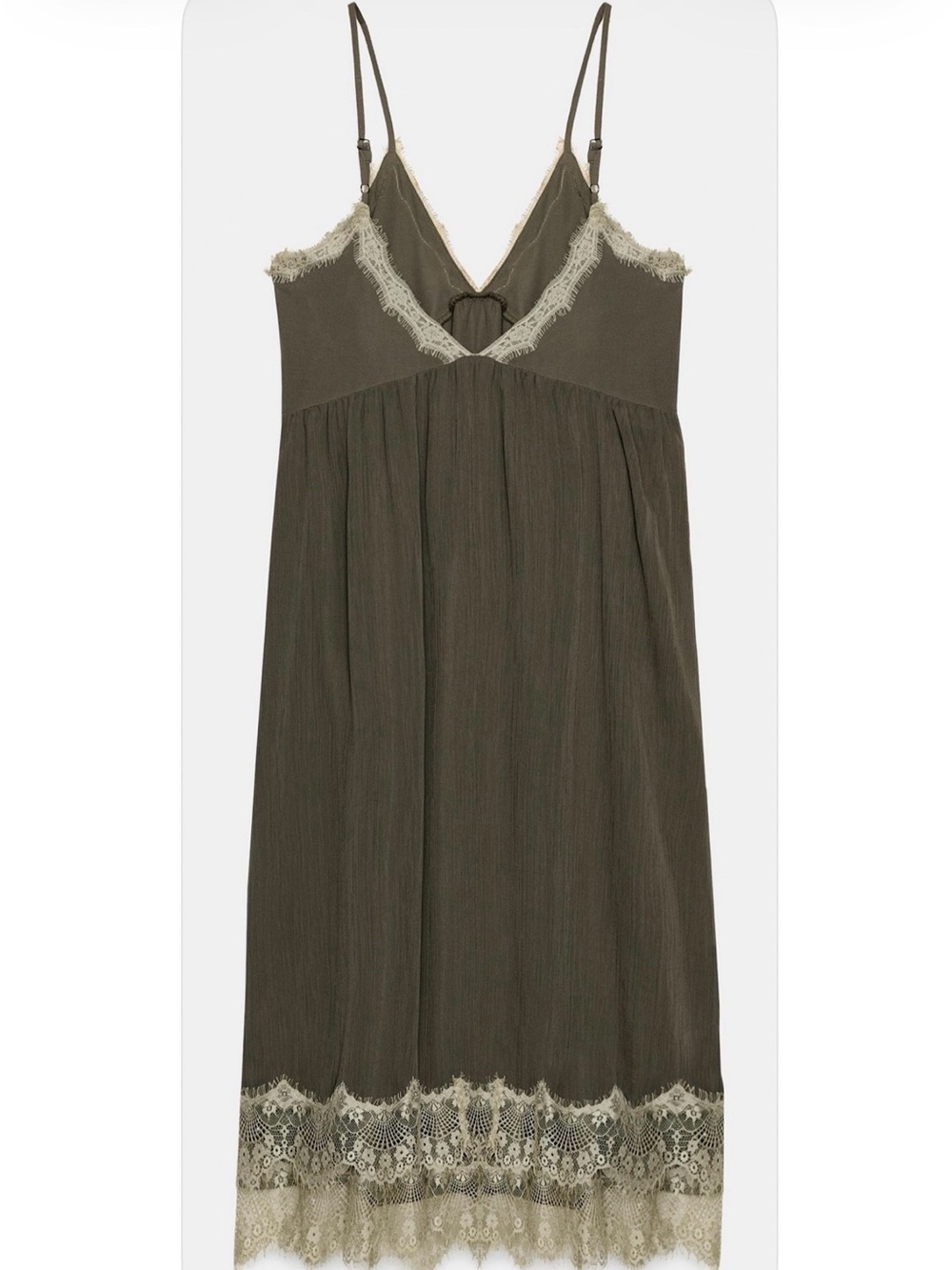 Zara Olive Green Lace Slip Dress NWT XL - Picture 4 of 8